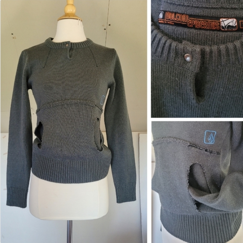 Volcom Epidermis Grey Sweater Size Small